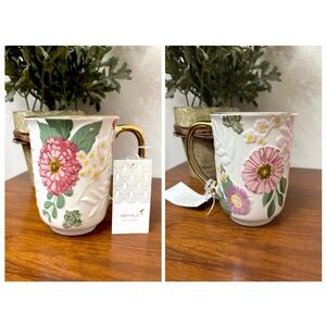 PAPYRUS GOLD HANDLE EMBOSSED FLORAL MUG SPRING ELEGANT HOSTESS VALENTINES GIFT